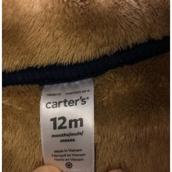 Carters Full Zip Soft Fleece Lined Blue Baby Hoodie Size 12 Months - Picture 4 of 8